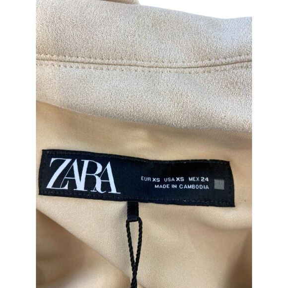 Zara Womens Faux Suede Shirt Top Vest Size XS Tan Brown Sleeveless 3046/289 NWT - Picture 6 of 7